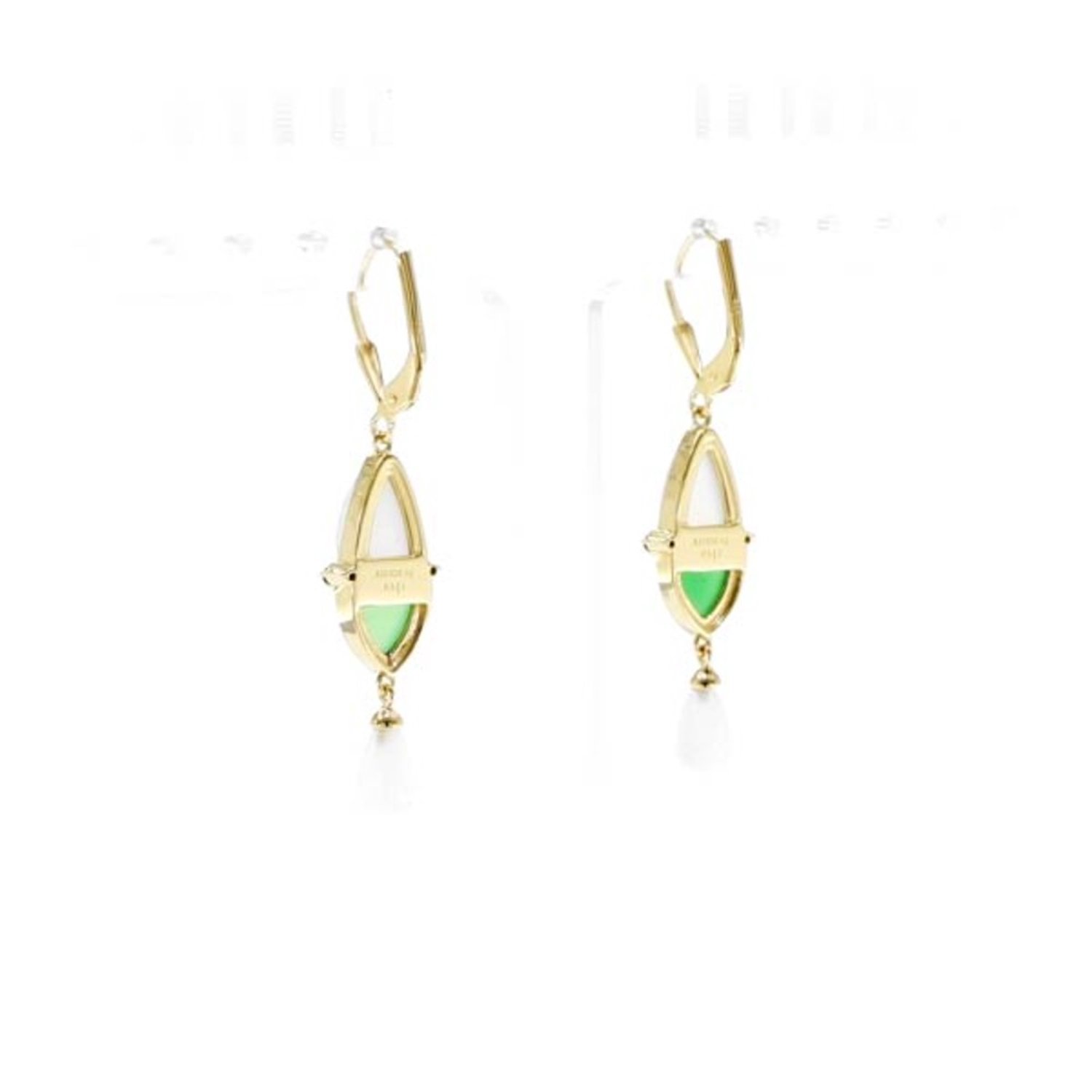 Cavill - 9,04 ct Witte Maansteen & Chrysopraas Oorbellen - 925 Sterling Zilver Verguld - Elegante Dames Oorbellen - Fancy Briolette