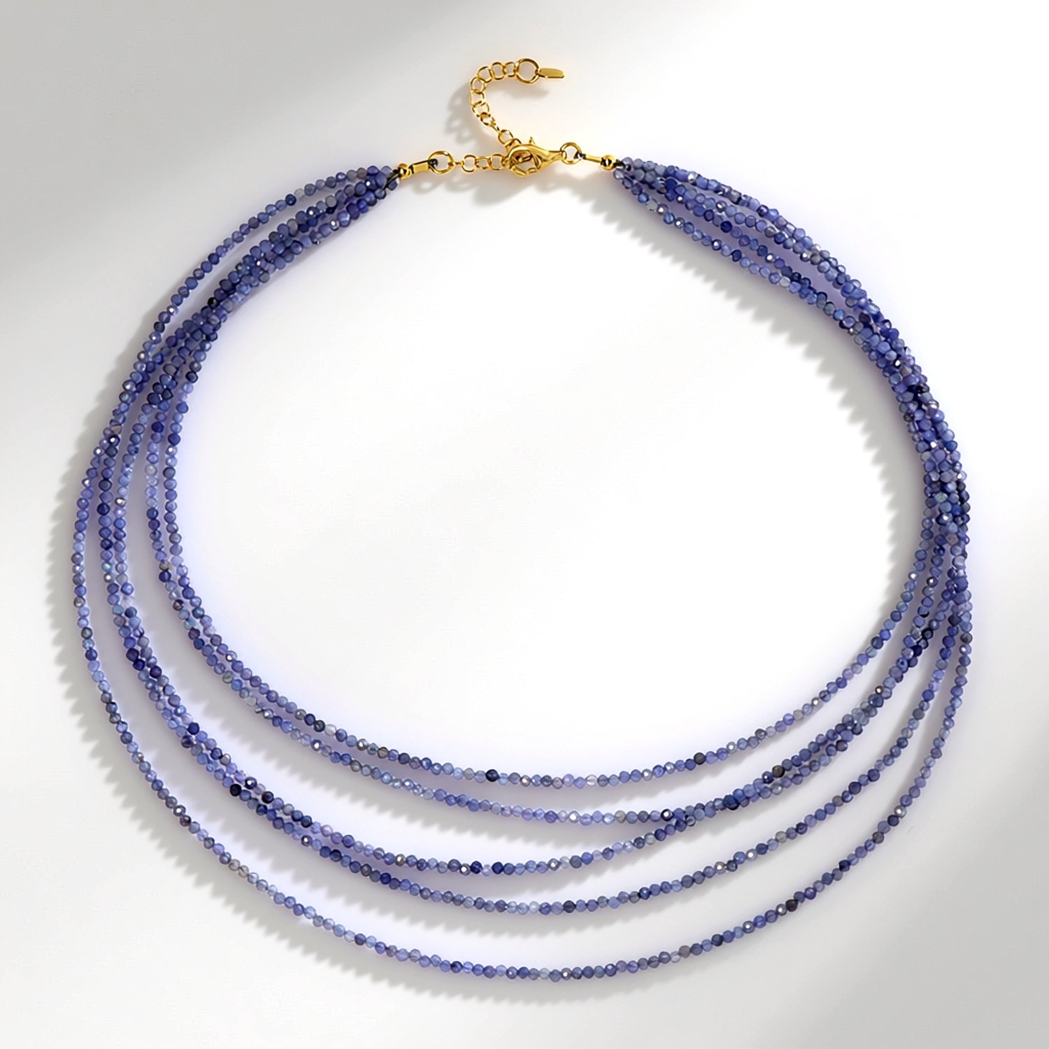 Cavill - 925 Sterling Zilver Ketting - Blauwe Facet Tanzaniet Kralen 72,034 ct - Verstelbaar - Elegant & Tijdloos Dames Sieraad