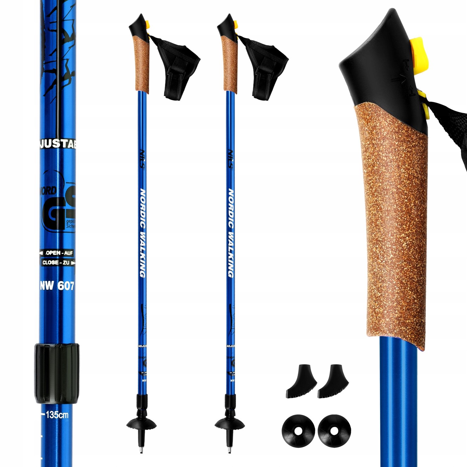 NILS Nordic Walking Stokken Blauw 135cm Lichtgewicht Telescopisch