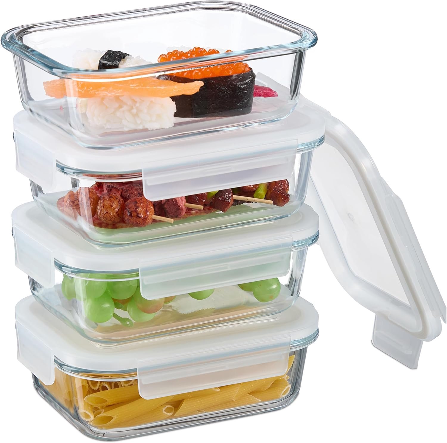 Famanu - Opbergdozen 640 ml Set van 4 - Houdt voedsel vers en georganiseerd - Luchtdicht ontwerp - Onbekende kleur