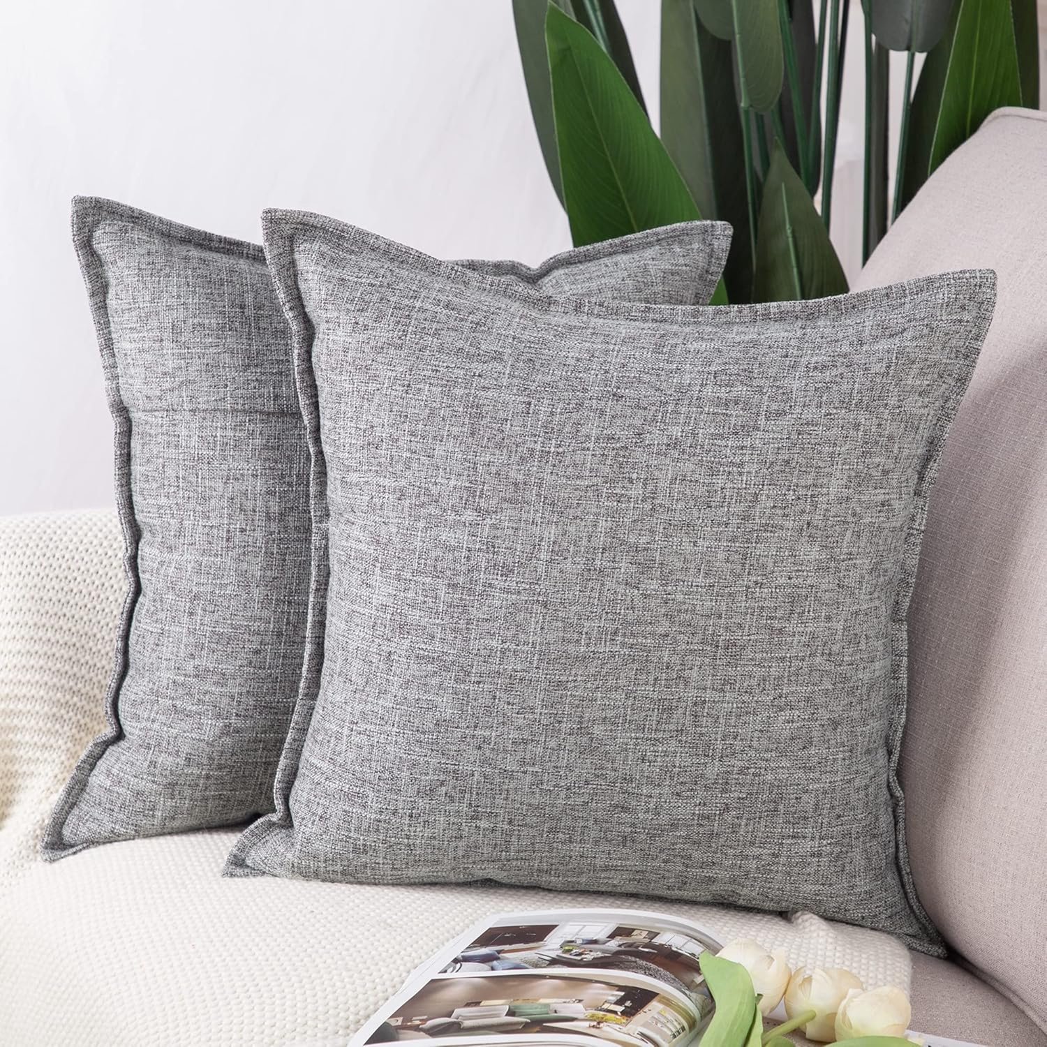 Famanu Kussenslopen Set van 2 - Verfris je interieur met stijlvolle decoratie - Zacht en comfortabel - Grijs