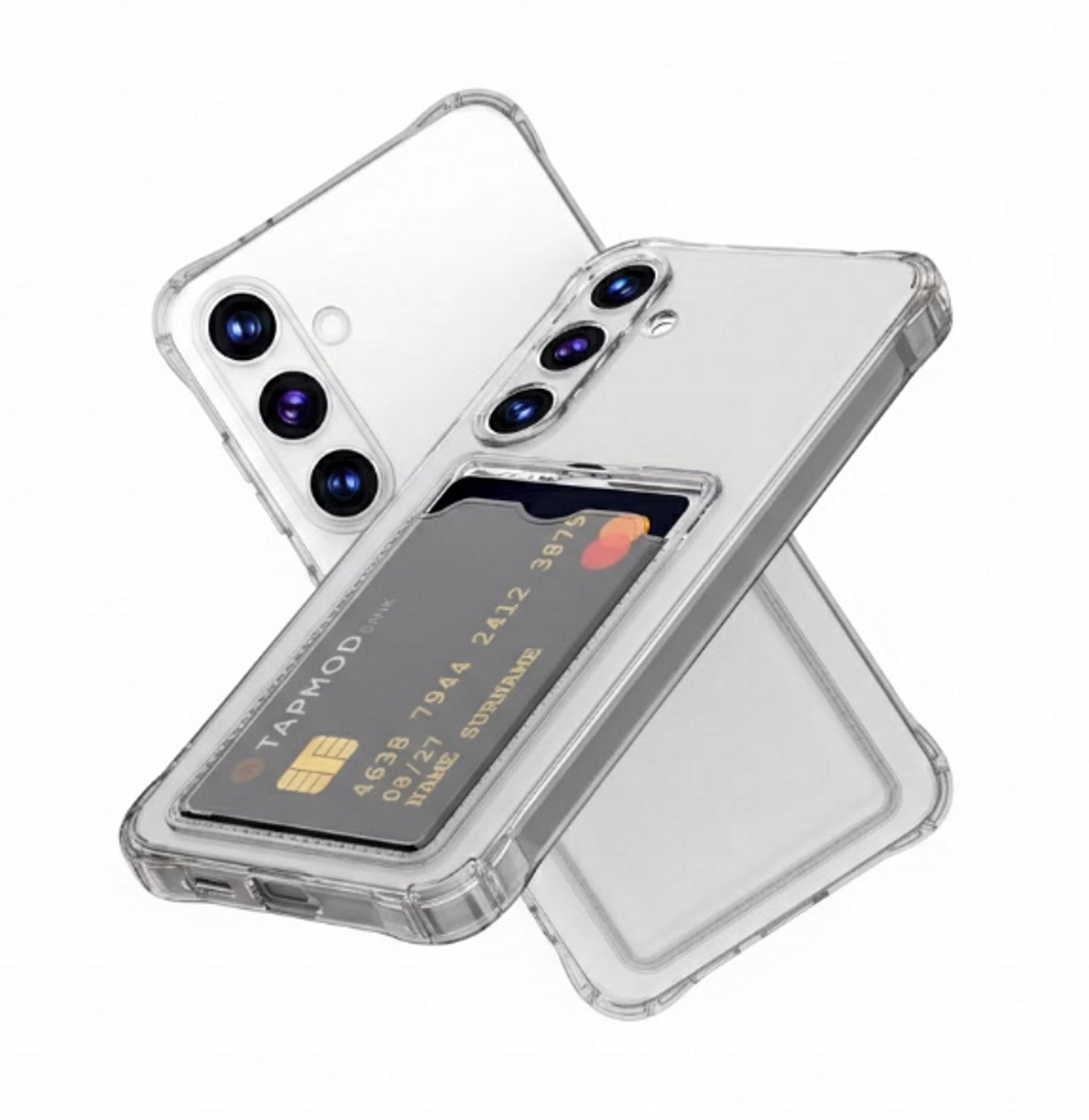 Casemania Hoesje Geschikt voor Samsung Galaxy S26 FE - Transparant - Anti-Shock Back Cover met Pasjeshouder - Telefoonhoesje met Kaarthouder