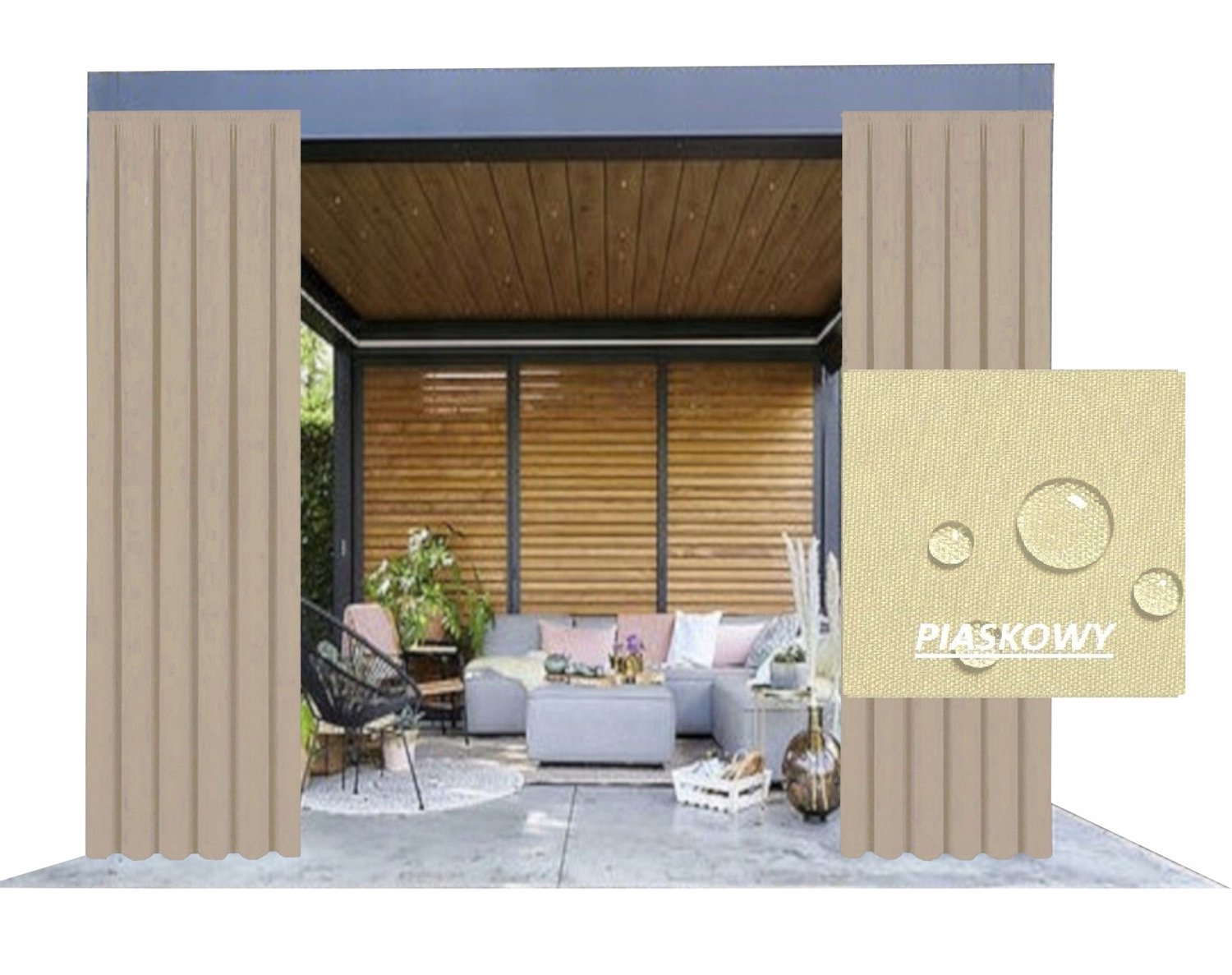 Waterdichte Gordijnen 155x180 voor Tuinhuis, Terras & Balkon
