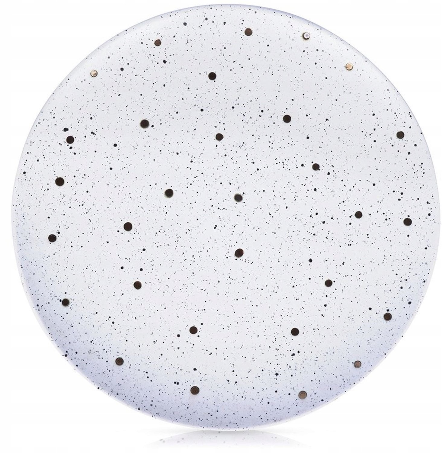 Mat Witte Keramische Dinerbord 26,5cm met Goudkleurige Spikkels