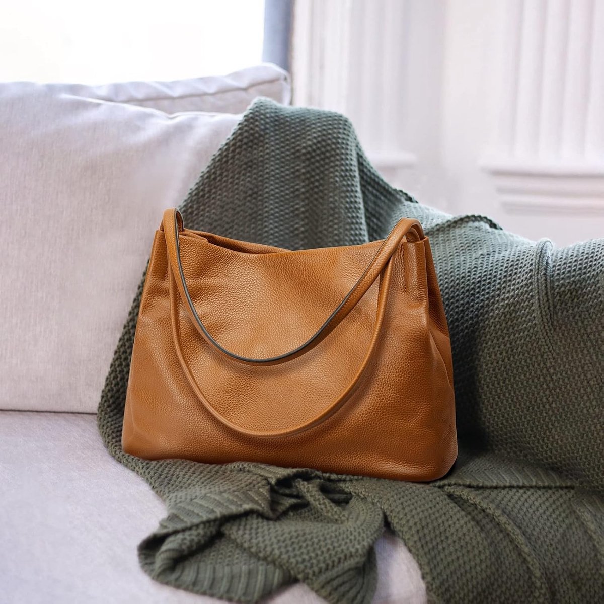 Stijlvolle Dames Tote Tas van Echt Leer met Schouderriem en Magnetische Sluiting voor Dagelijks Gebruik