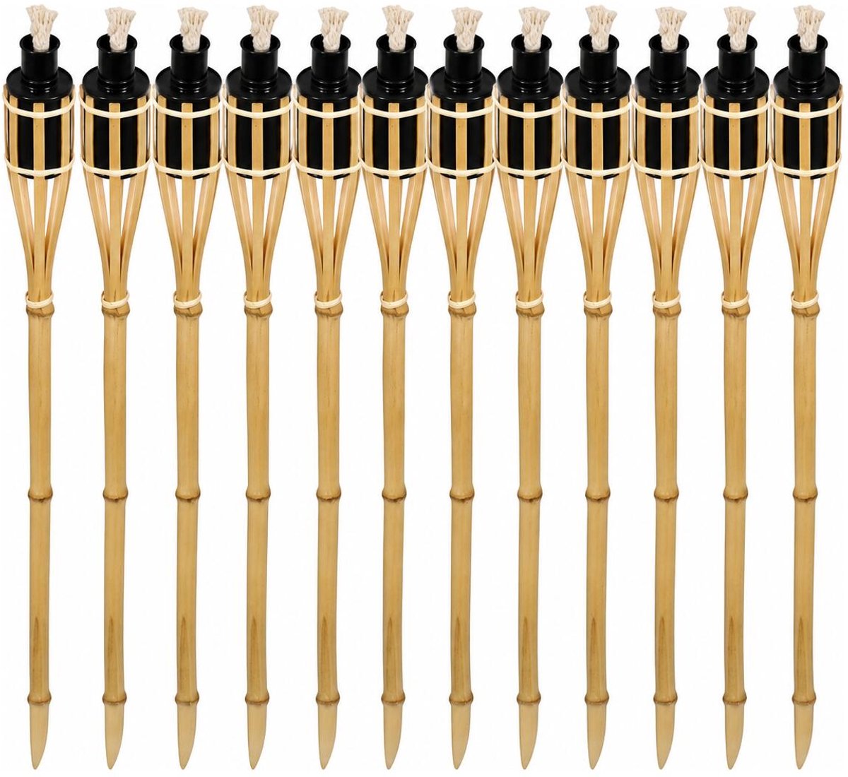 Bellatio design Tuinfakkels - 20x stuks - bamboe - 60 cm - navulbaar - fakkels