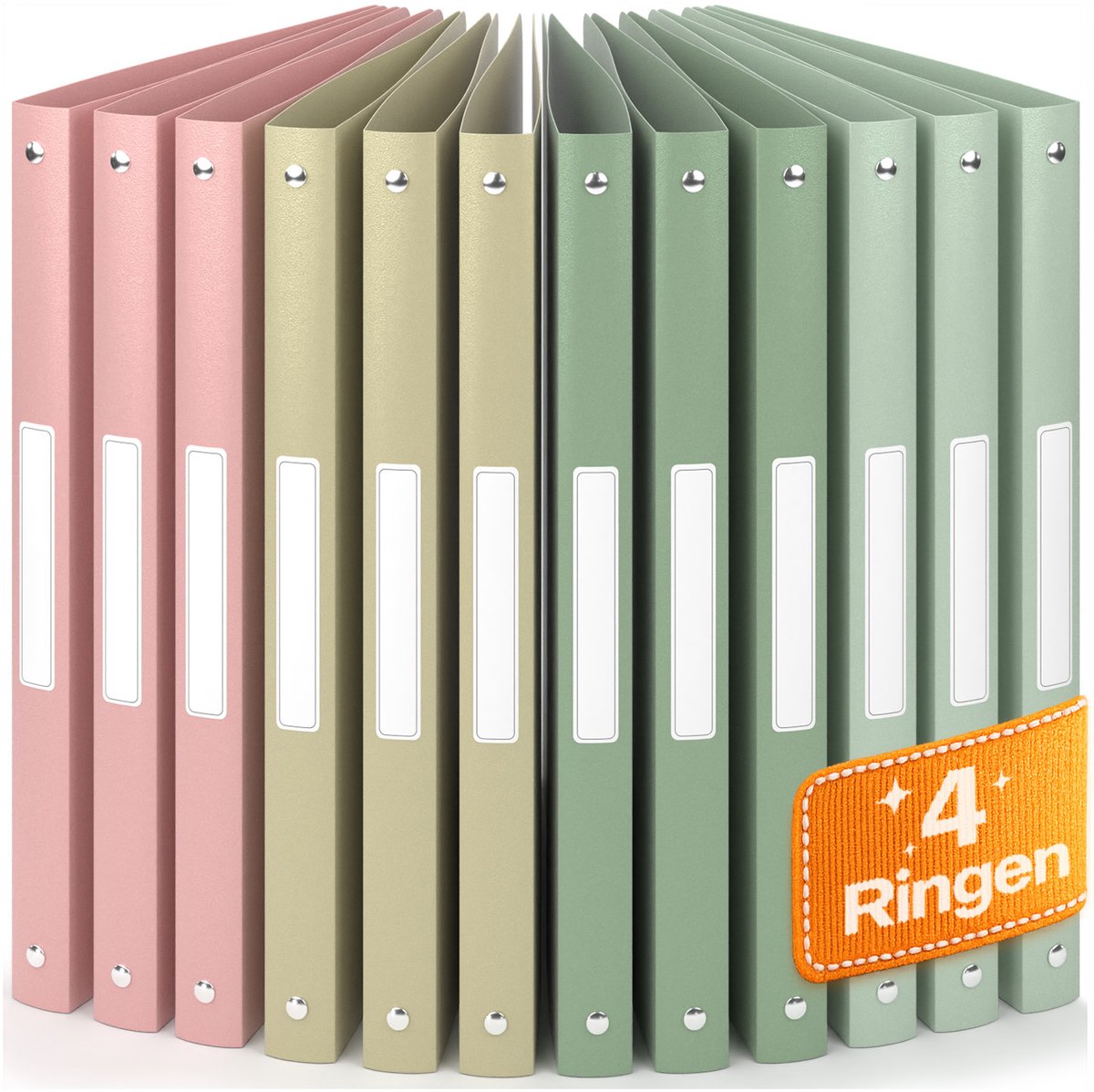 ACROPAQ - 8 x Ringmap A4 4 ringen - Ringband met rugetiket - Rug 2,5 cm - ‘Aarde’ Natuurcollectie - Ordner / Ringband - Ringmappen, Ringmapjes, Ringband 4 rings, Multomap 4 ring