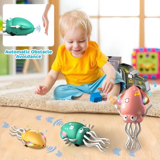 Magische Dansende Octopus - Slimme Obstakel Ontwijkende Robot met LED Lichtshow en Muziek - USB Oplaadbare Kruipende Octopus voor Baby's (Buiktijd) - Elektronisch Beweegbaar Speelgoed - Interactief Cadeau voor Kinderen vanaf 3 Jaar — afbeelding 5