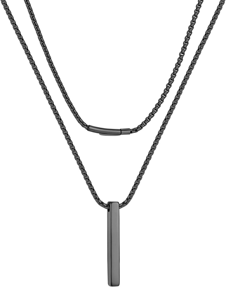 Stijlvolle halsketting met staaf van roestvrij staal in goud en zwart voor heren en dames, perfect voor elke gelegenheid