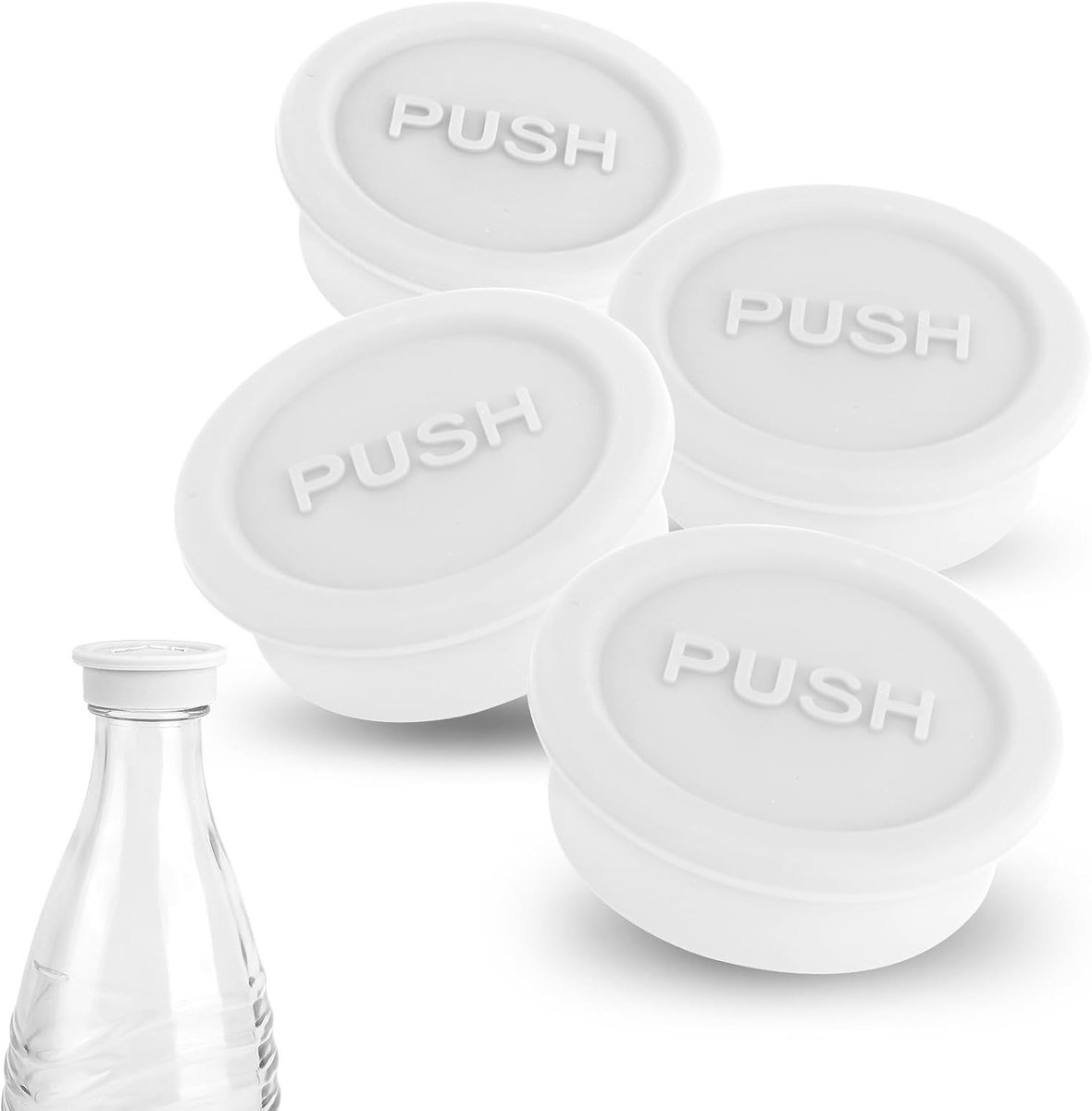 Herbruikbare siliconen deksels voor frisdrankflessen - Set van 4, compatibel met glazen flessen, ideaal voor duurzame drankoplossingen en versheid