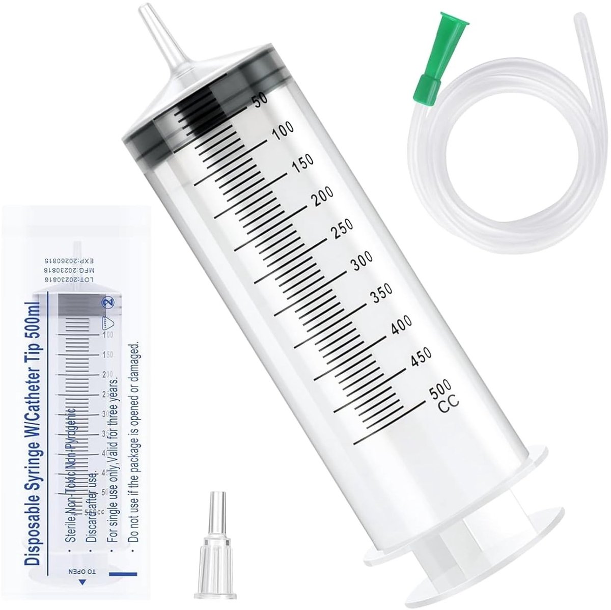 Grote 500ml Spuit voor Vloeistoffen, Herbruikbare Spuit voor Dierenvoeding, Plant Irrigatie en Laboratoriummetingen