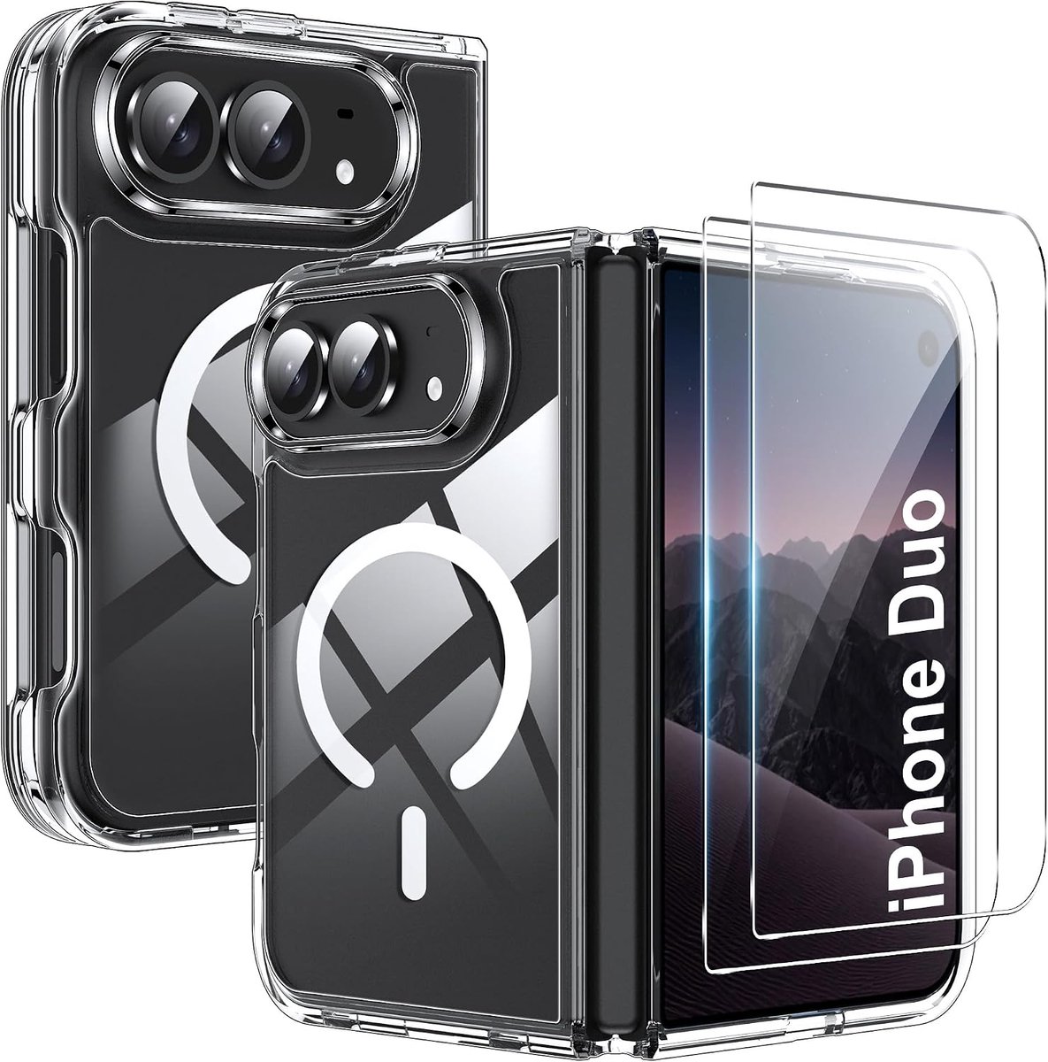 Zandarix Hoesje Geschikt voor Apple iPhone Duo - Back Cover Hoesje - Geschikt voor Mag - 2 Screenprotector - Militaire Kwaliteit - Schokbestendig - Transparant