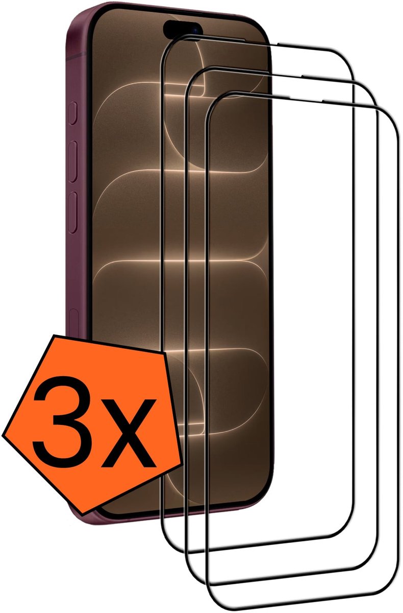Screenprotector - 3 Stuks - Geschikt voor Apple iPhone 18 Pro - Full Cover - Gehard Glas - Beschermglas - Tempered Glass - Screen Protector