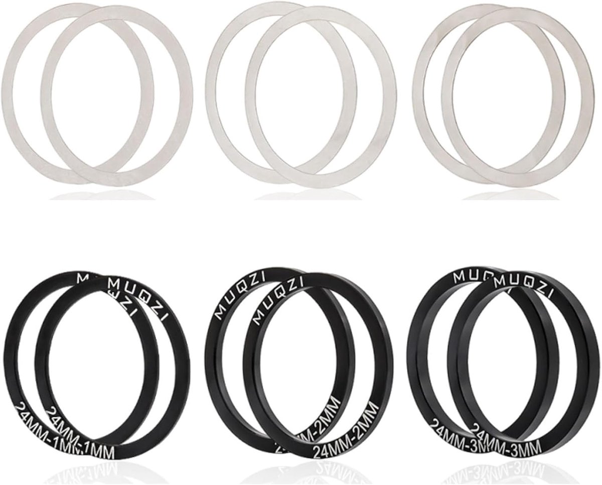 12 stuks binnenlagerafdichting voor fiets, 24 mm, trapaslagers, spacer-kit, zwengelset, sluitringen, onderdelen cranks, voor straatfietsen voor Bb86/91/92/Bb30/Pf30