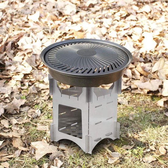 kachel, draagbare roestvrijstalen opvouwbare houtkachel met canvas tas, opvouwbare survival kachel mini fornuis voor buiten kamperen reizen wandelen picknick, Houtkachel Kampvuur Vuurgere — afbeelding 3