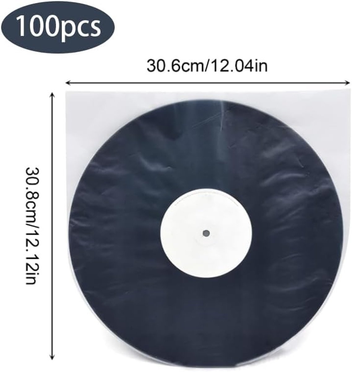 12 Inch Vinyl Beschermhoezen - Antistatische Semitransparante Binnenhoezen voor Platen - 100 Stuks Milky White Vinyl Covers