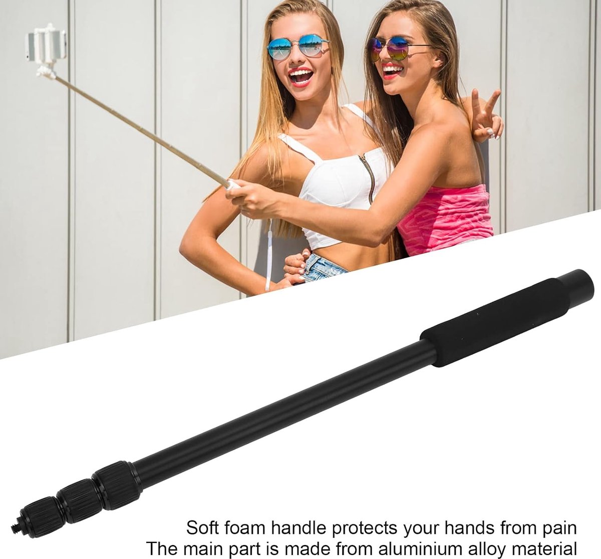 Mic Boom Pole, 4 5 Sectie Uitschuifbare Microfoon Boom Arm met Schuim Handvat en 1/4in Schroefdraad, Telescopisch Verstelbare Microfoon Stand voor Camera Telefoon Microfoons(5)
