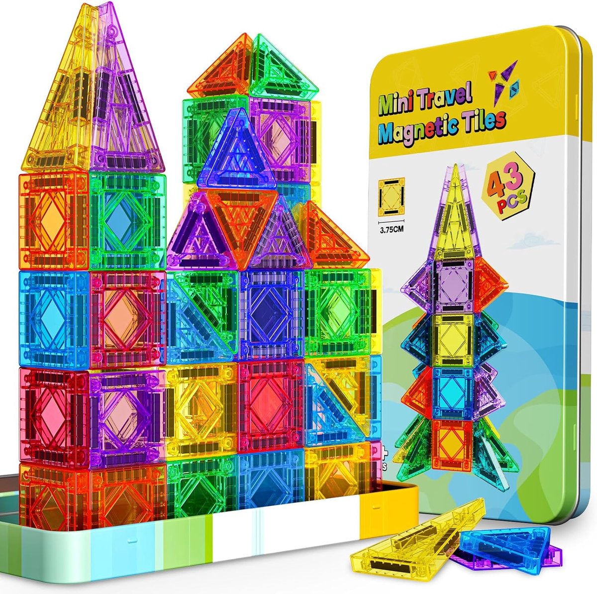 Magnetische bouwstenen reisset, speelgoed vanaf 3 4 5 6 jaar jongen meisje reisspellen kinderen vanaf 3-6 vliegtuig bezighouding kinderen cadeau jongens 3-6 jaar STEM Montessori