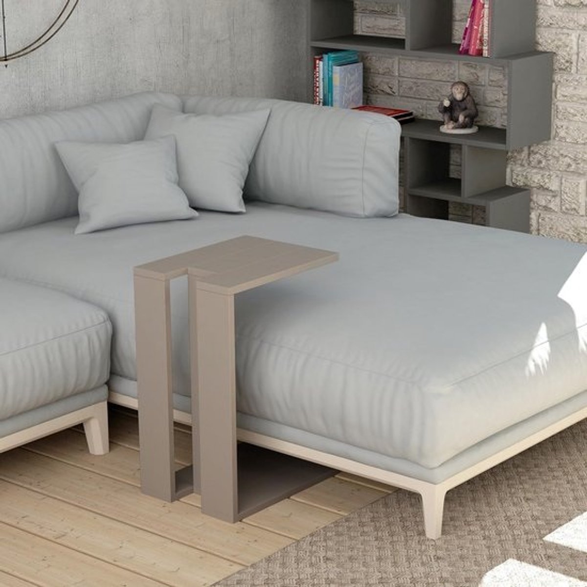 C-Vormige Bijzettafel - Moderne Multivunctietafel voor Woonkamer of Bedstee