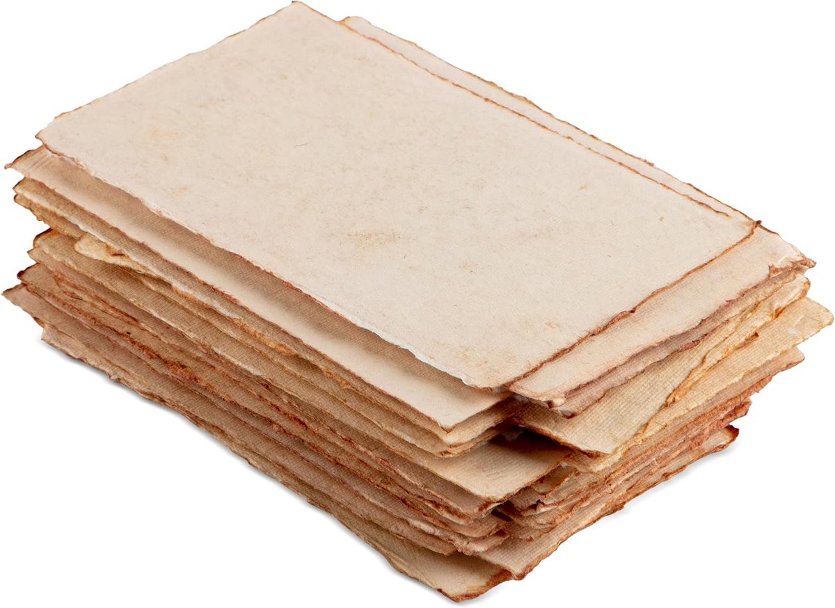 300 GSM Dik Handgemaakt Waterverfpapier – 10 × 15 cm – Vintage Papier Met Scheprand – Koudgeperst Antiek Papier Voor Kunst En Handwerk – 25 Vellen