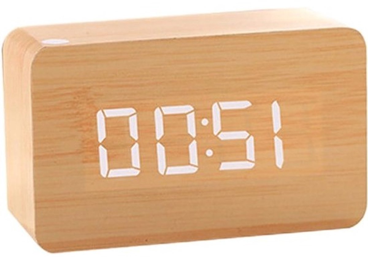 Digitale houten wekker - houten bureauklok | Houten digitale wekkers, elektrische slaapkamerklokken | weekdag/weekendmodus, groot display, geluidsregeling, houten elektrische klokken voor nachtkastje
