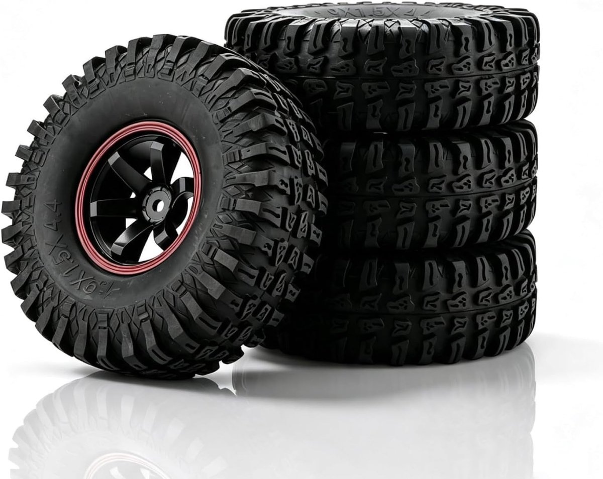 Set van 4 stuks 12mm Hexagonale RC Truck Banden en Rubber Reservebanden met Hubs voor 1/10 Crawler RC voertuigen