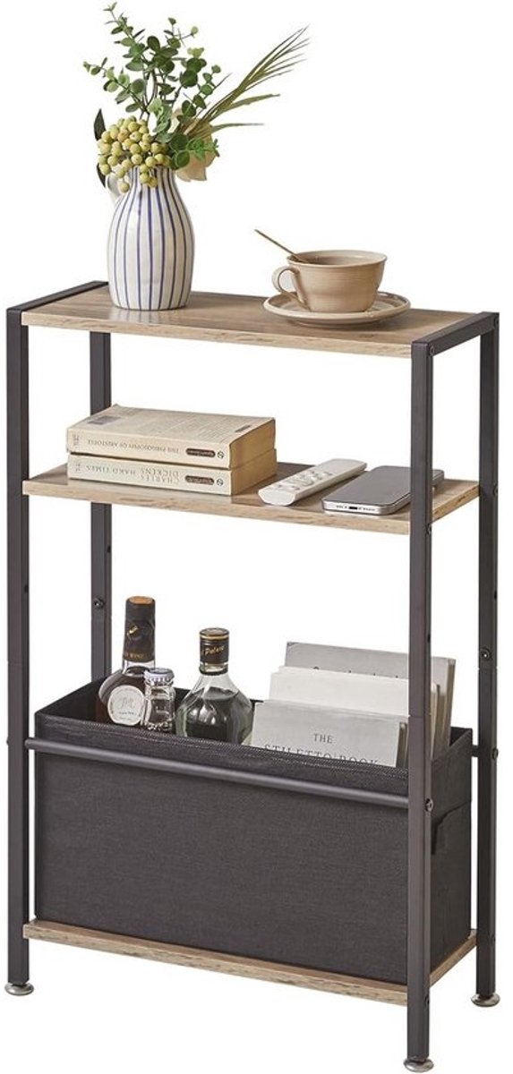 Smalle bijzettafel met opbergplank en 3 niveaus voor woonkamer en slaapkamer