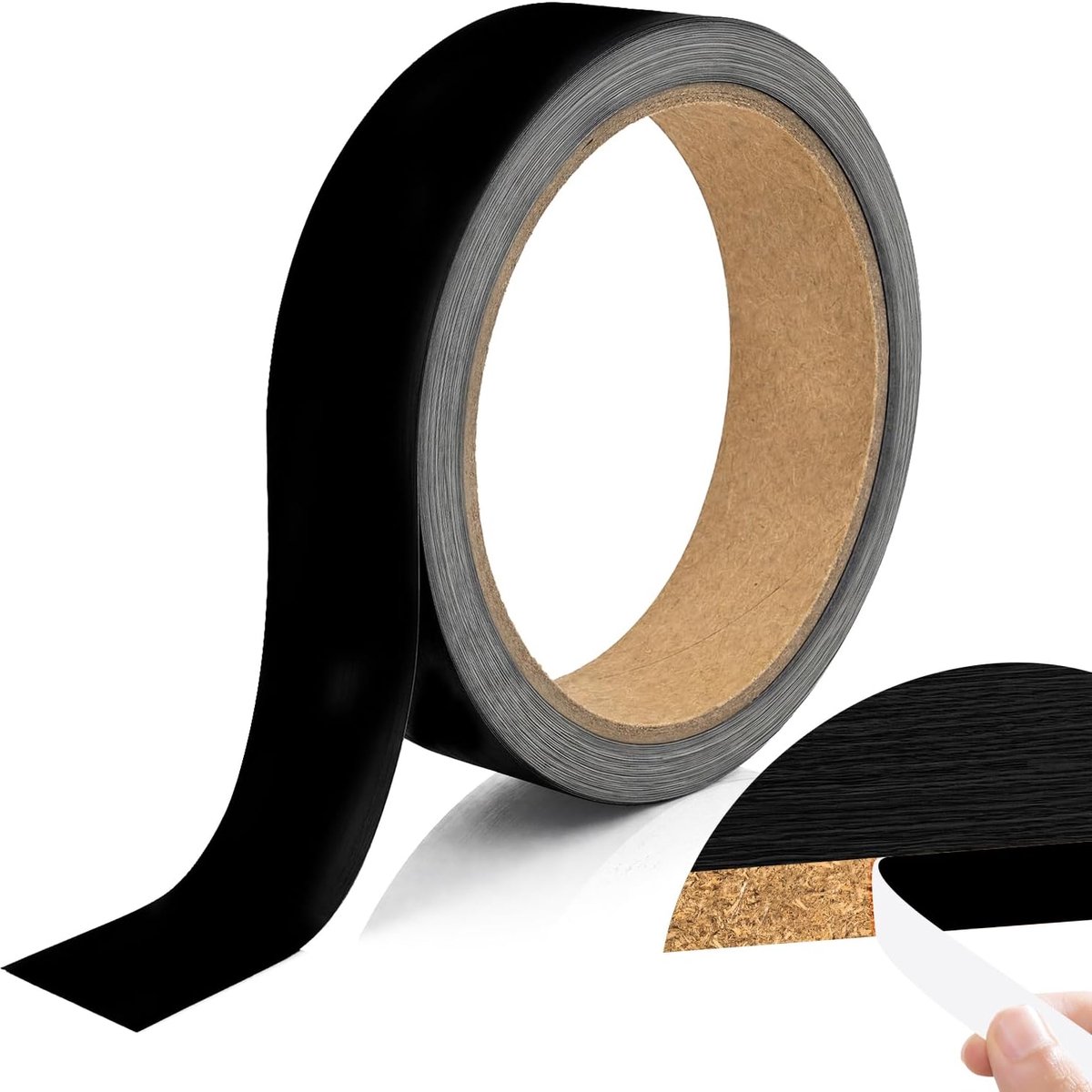 20mm x 10m Zwarte Kantband - Zelfklevende Kantafwerking voor Werkbladen, Meubelreparatie, Kasten en Laminaatplanken