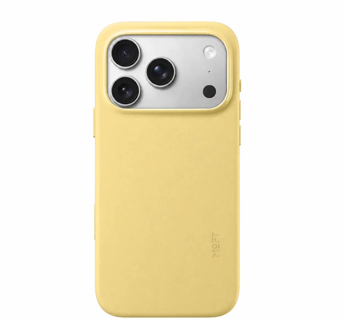 MOFT Hoesje Geschikt voor iPhone 18 Pro - MOVAS Snap Back Cover - Compatibel met MagSafe - Vegan Leer Case - Beschermhoes Dun - Duurzaam - Geel