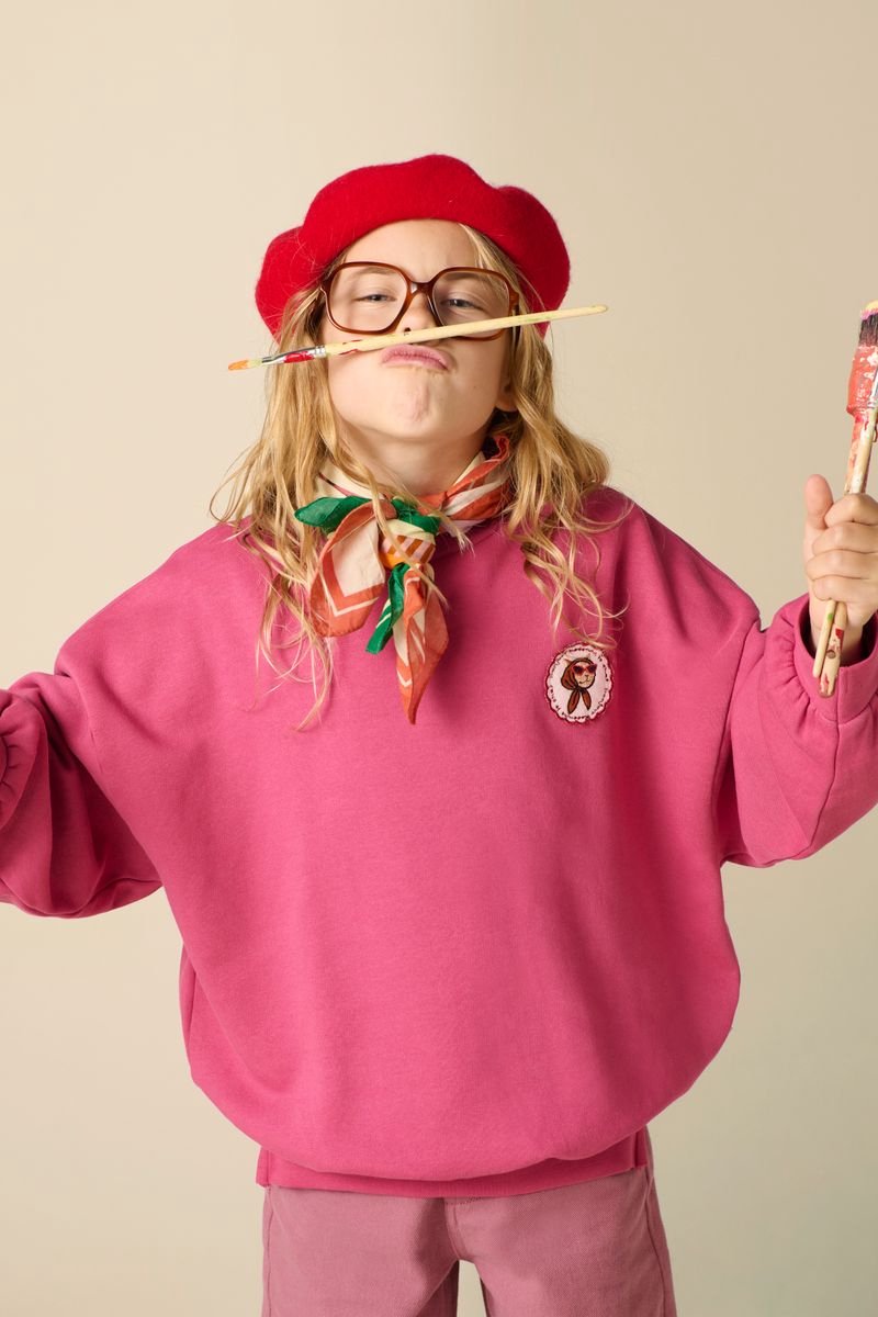 Sissy-Boy - Donkerroze sweater met patch