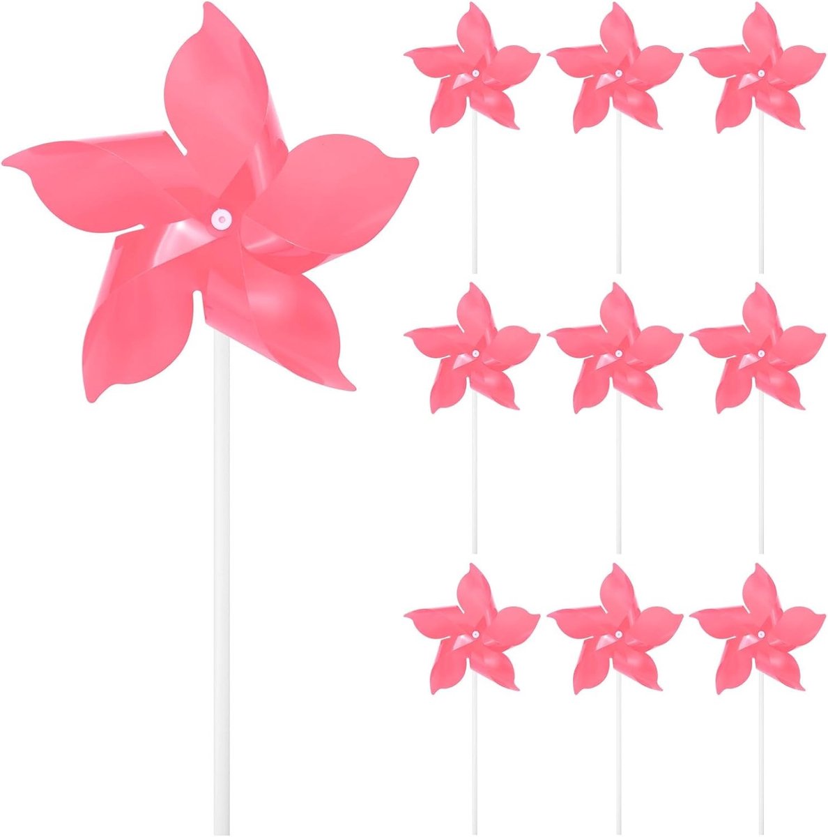 Set van 10 Vijfbladige Regenboog Windspinners van Plastic voor Tuin en Feestdecoraties, Kleurrijke Tuinaccessoires en Speelgoed