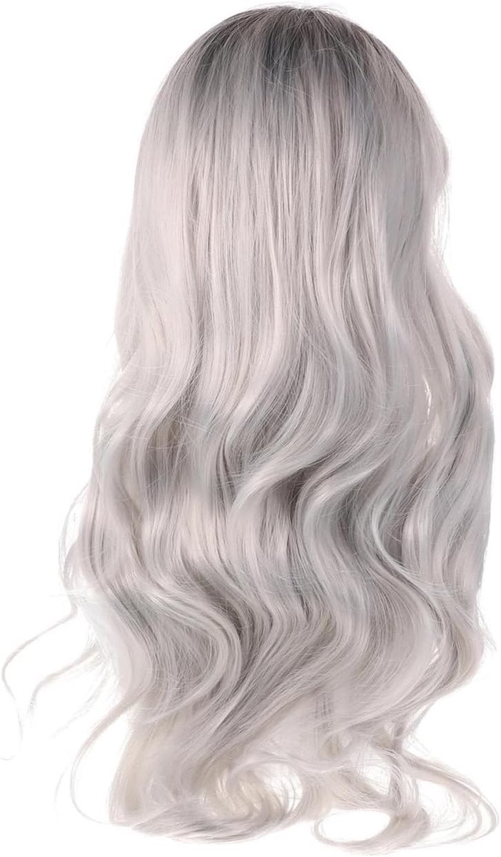 Langgolvige Krullende Cosplay Peruk in Lolita Stijl voor Anime Kostuums - Zwart Ombre Grijs, Perfect voor Feestjes en Cosplay Evenementen