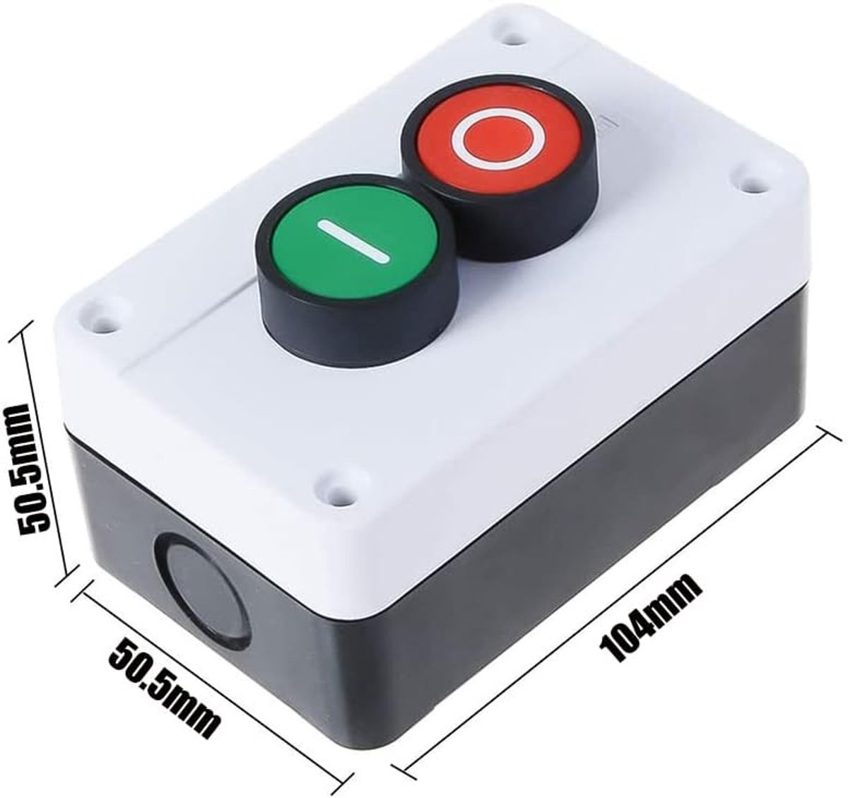 Schakeldoos met 4 drukknoppen NO+NC voor beveiliging en elektromagnetische starters