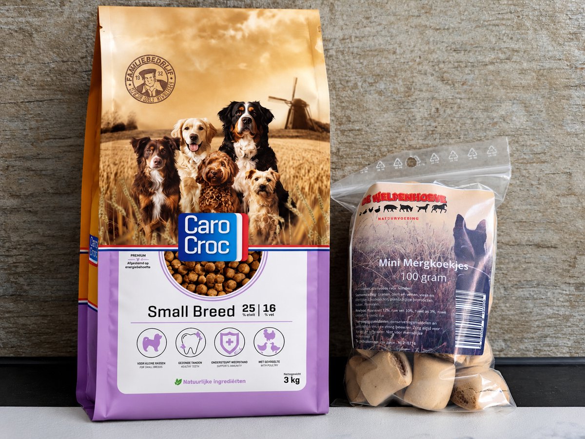 CaroCroc Small Breed 3kg en snack 100 gram