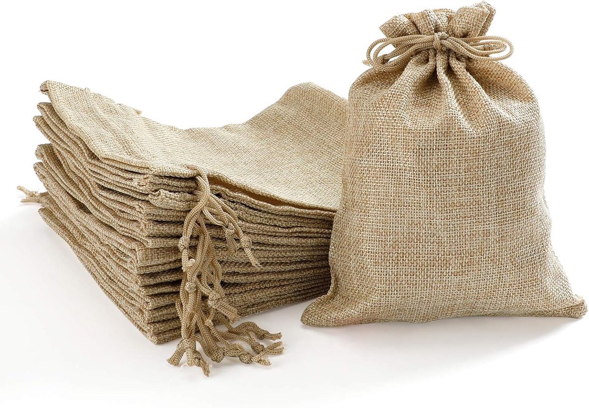 Zakjes, van jute, 15 x 20 cm, 24 stuks