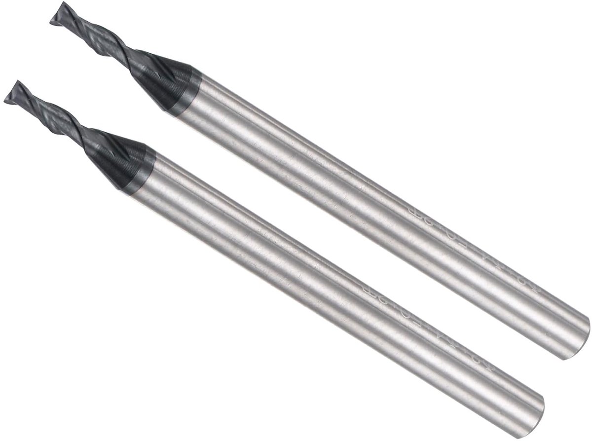 Vierkantfrezen, snijden 2 mm x 6 mm, aansluiting 4 mm, AlTiN P05-coating, CNC-router, 2 snijkanten van hardmetaal voor het frezen van roestvrij staal, gehard staal, 2 stuks