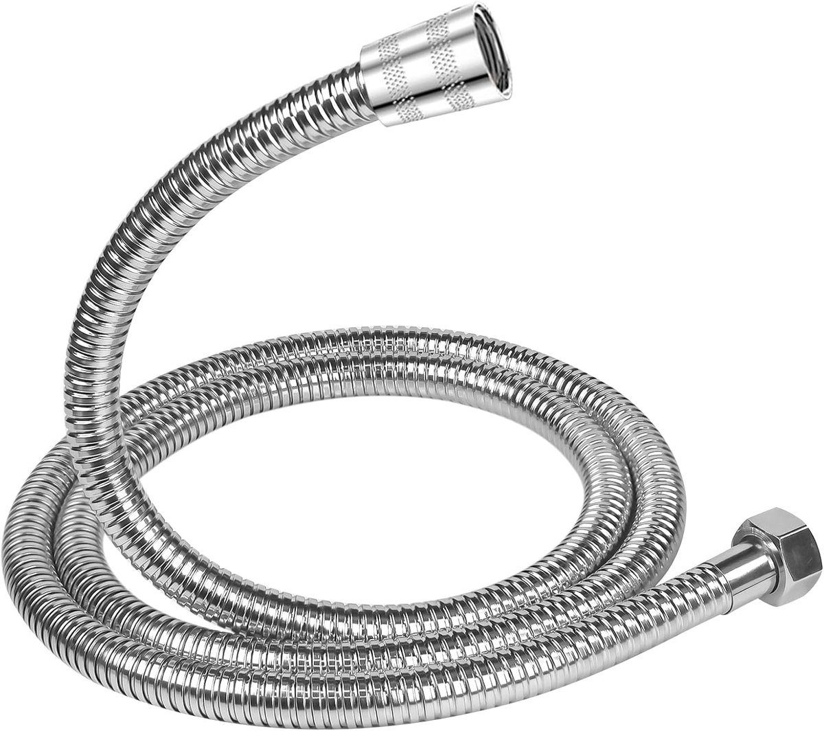 Doucheslang van Roestvrij Staal, G1/2 inch, 150 cm, Zilverkleurig, Draaibestendig, Bestand tegen Hoge Temperaturen, Universele Aansluiting