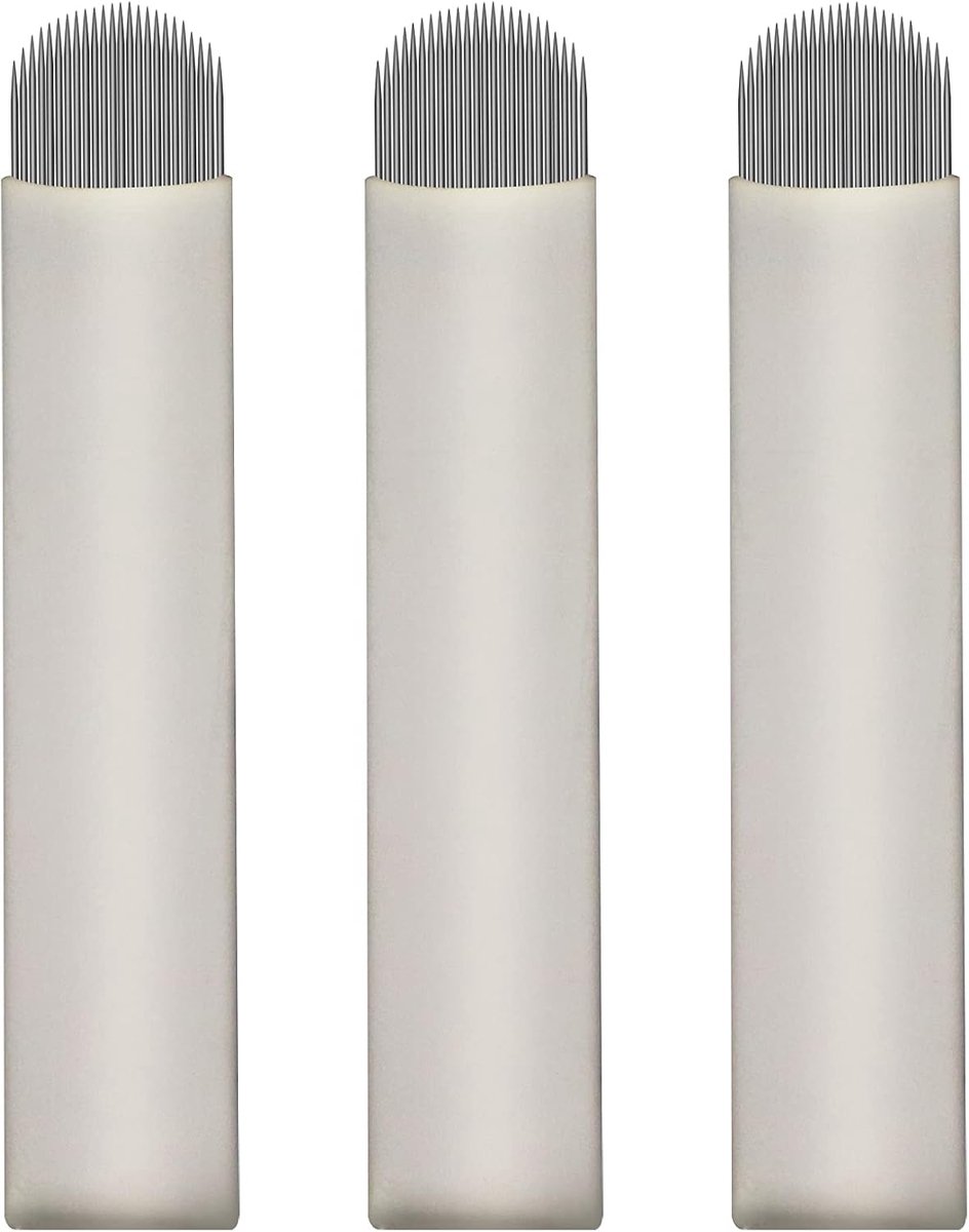 50 stuks Witte Microblading Naalden Nano U24 0.15 mm diameter dunste mesje Wegwerp Microblades voor het creëren van dunne en scherpe lijnen (U24)
