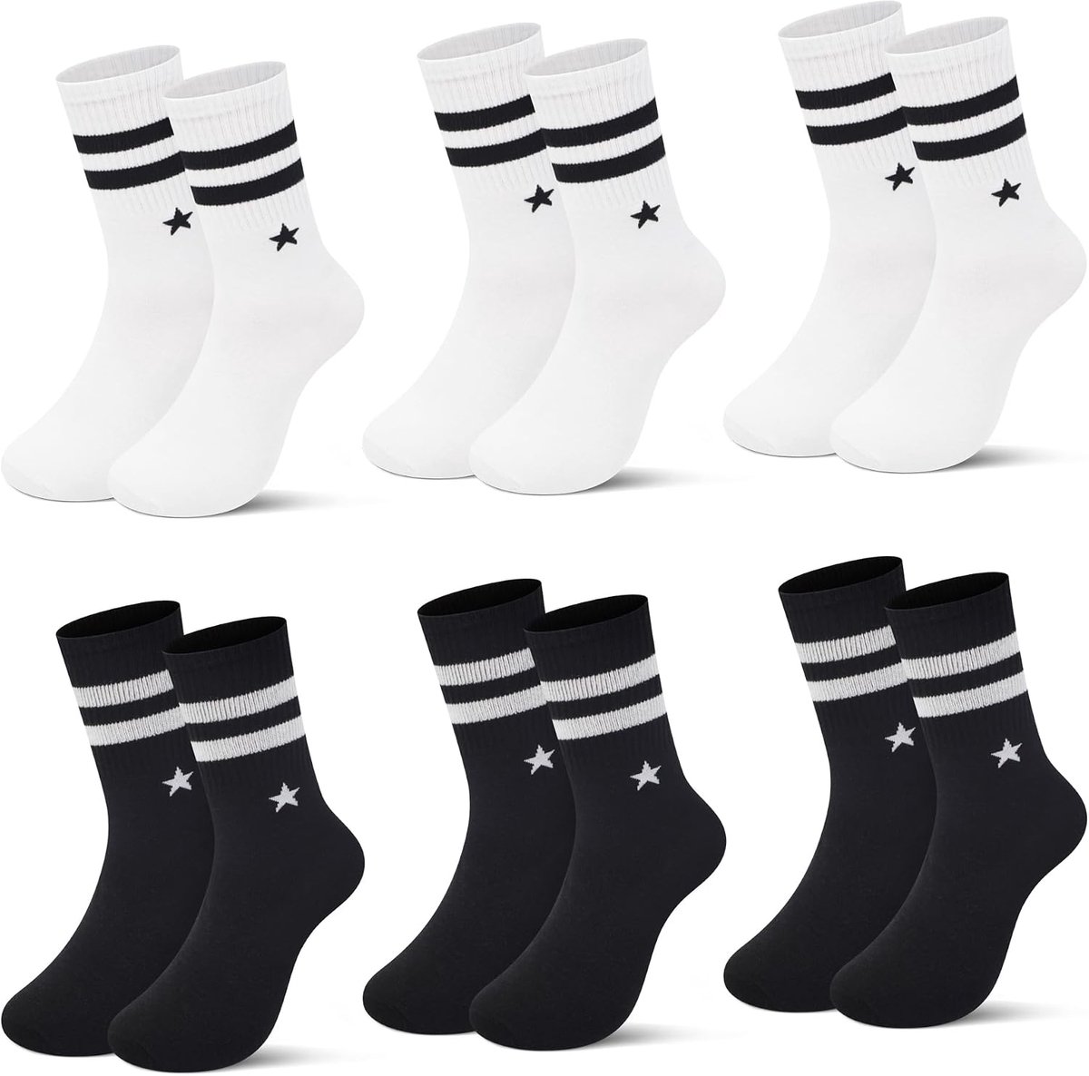 12/24 paar sneakersokken voor dames en heren, korte sokken, ademend katoen, zwart, wit en grijs, 92201VA