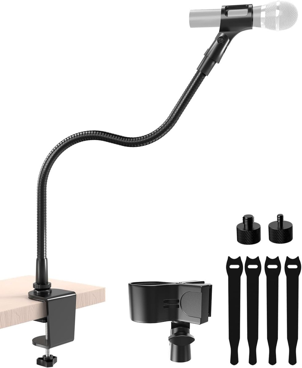 19" Slangenhals Microfoonstandaard voor Tafel, Klemarm met Zware Klem