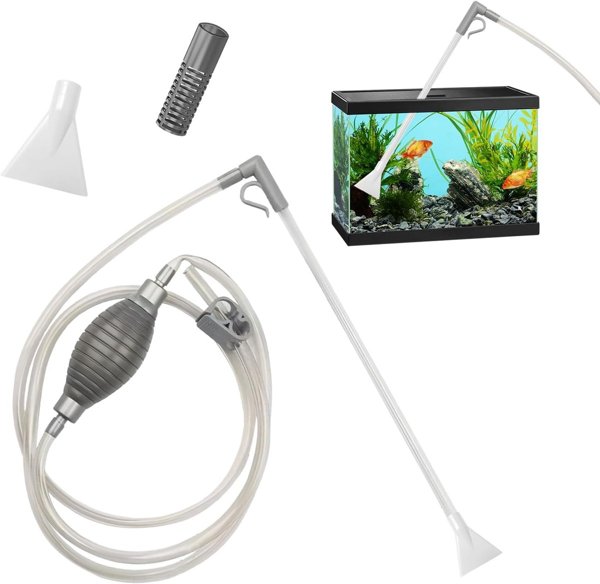 1,9 m, reiniging voor aquarium, sifon, aquariumgrind, pomp, reiniging voor dagelijks onderhoud en regelmatige waterverversing in aquaria