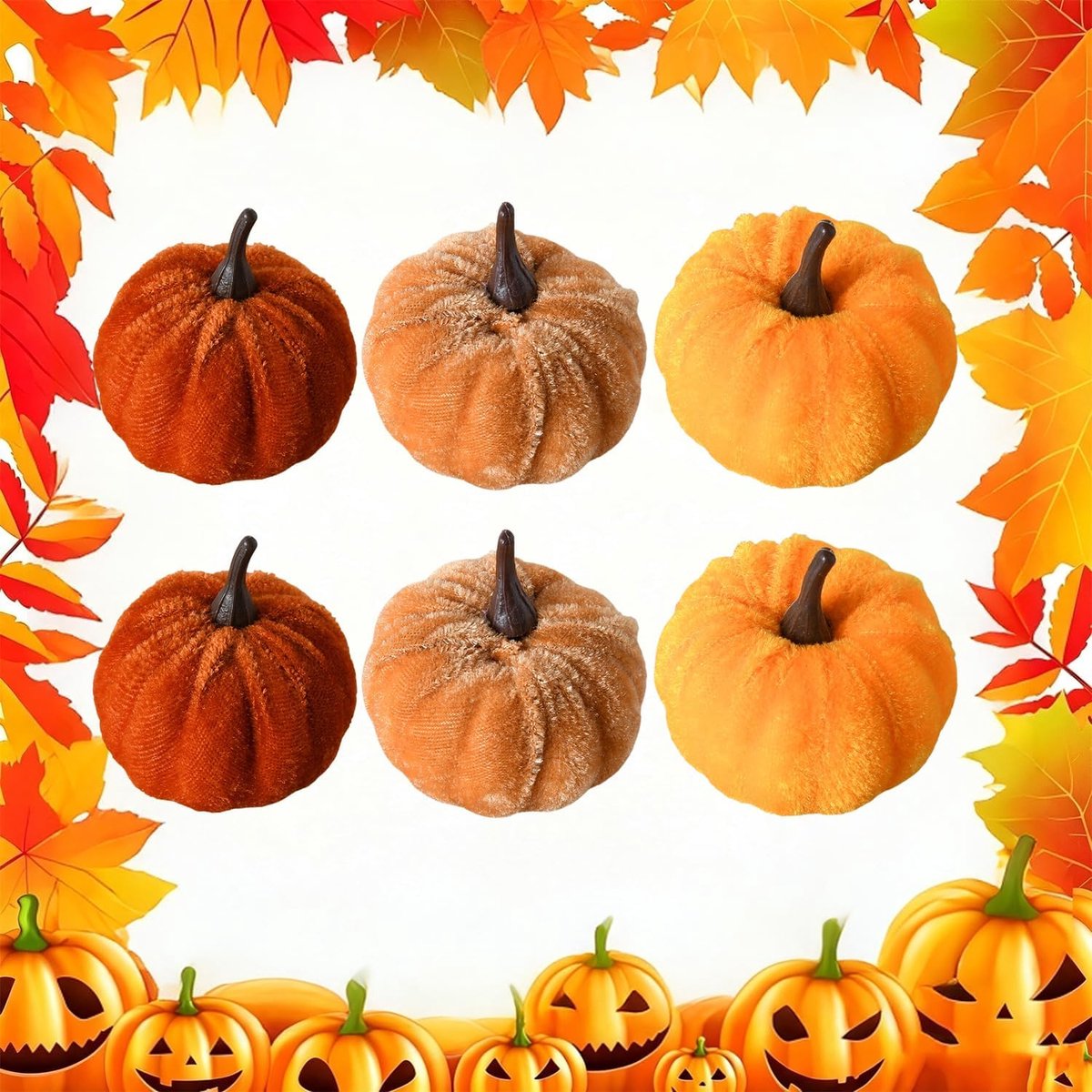 Herfstdecoraties, kunstmatige mini-pompoendecoraties, fluweelachtige Halloween-decoratie, mini-pompoenen, herfstdecoratie buiten, voor Thanksgiving, Halloween, herfst, oogstfeest, 6 stuks