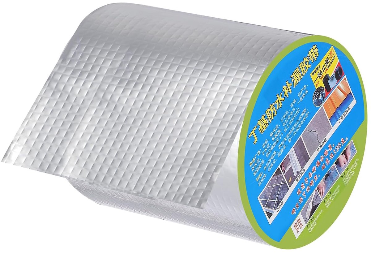 Multifunctionele butylband, 15 cm x 5 m, waterdichte aluminium band voor RV, reparatie, ramen, boot, buis, afdichting, glas, rubber, dakreparatie, zilver, 1 stuk