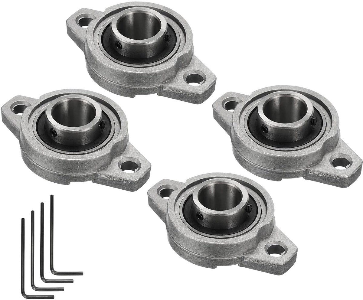 4 stuks KFL003 Geflensde bloklagers met gat 17 mm, gemonteerde lagers zinklegering zelforiënterend met gemonteerde flens