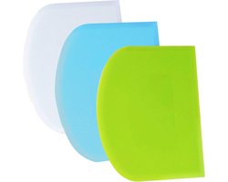 Bankschraper flexibel - SURDOCA 3 stuks BPA-vrije PE plastic kom schraper, scherpe rand en hoeken deegsnijder. Antislip keuken bakken spatel schraper, bakken Caking Lovers' Gift, kleur 36
