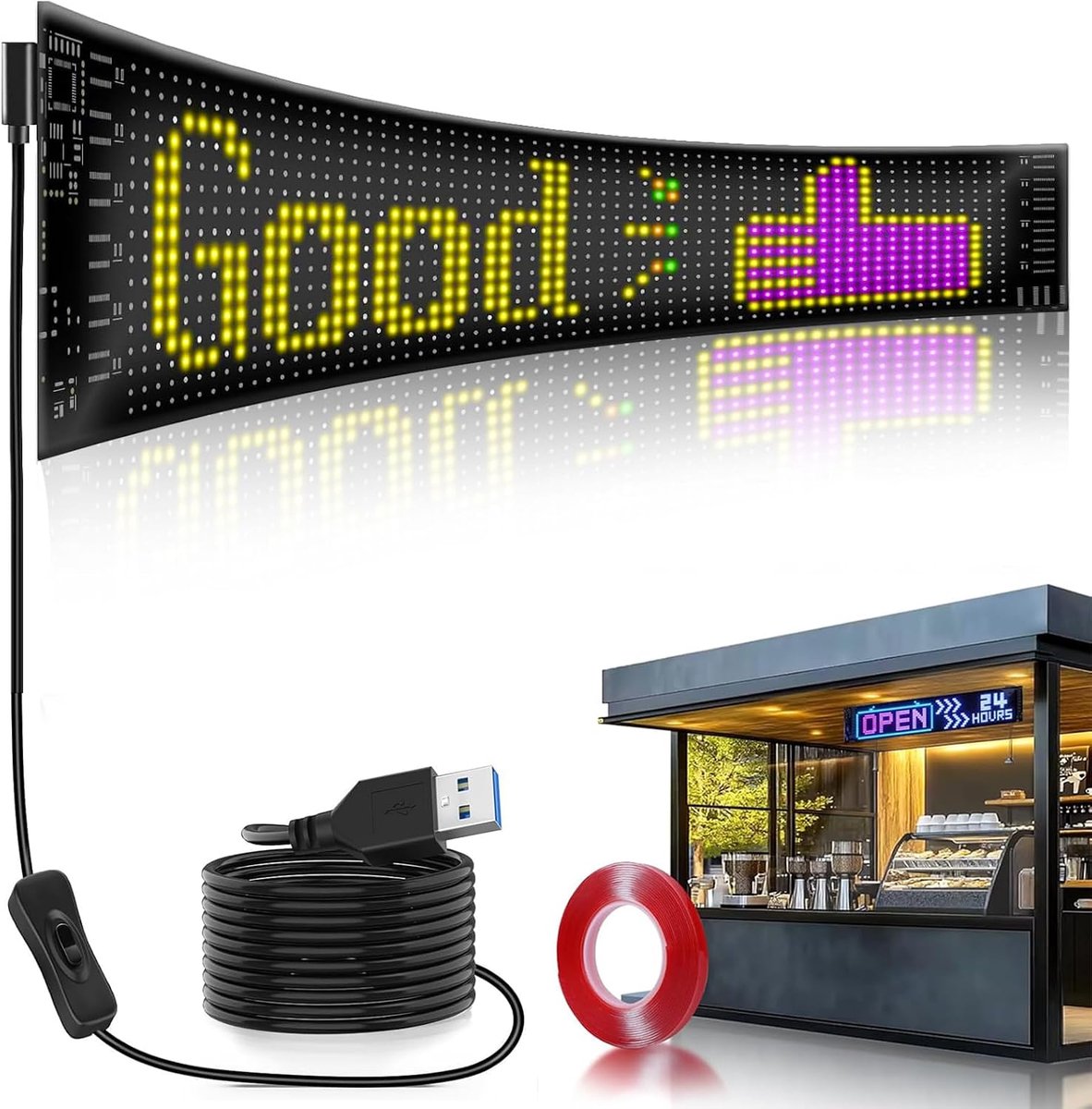 Scrollen LEIDEN Teken 8x35" Gecontroleerd door Telefoon Bluetooth