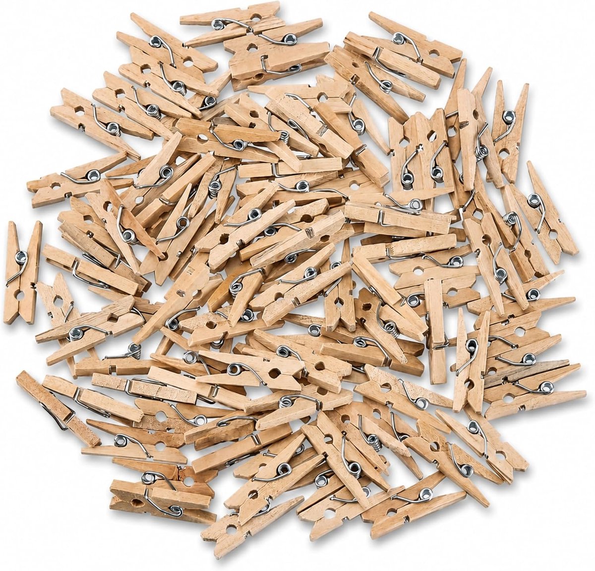 Set van 100 mini-houten pincetten van 2,5 cm – kleine decoratieve pincet – houten fotopincet – knutselwerk, doe-het-zelf, bruiloften, cadeaus en decoraties – 100 stuks