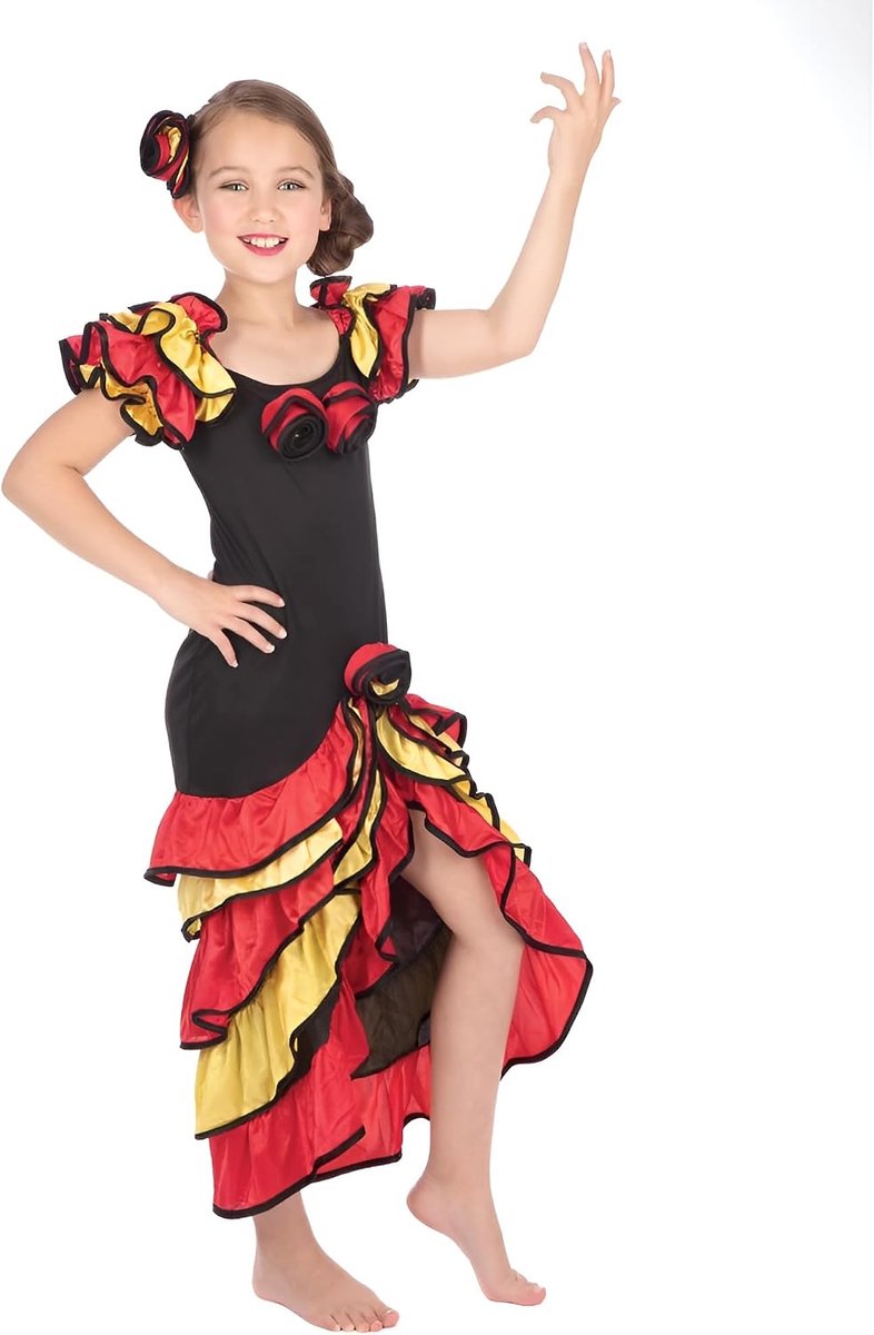 Spaanse Rumba Danser Rond de Wereld Fancy Dress Kostuum Outfit 4-14 jaar (10-12 jaar)
