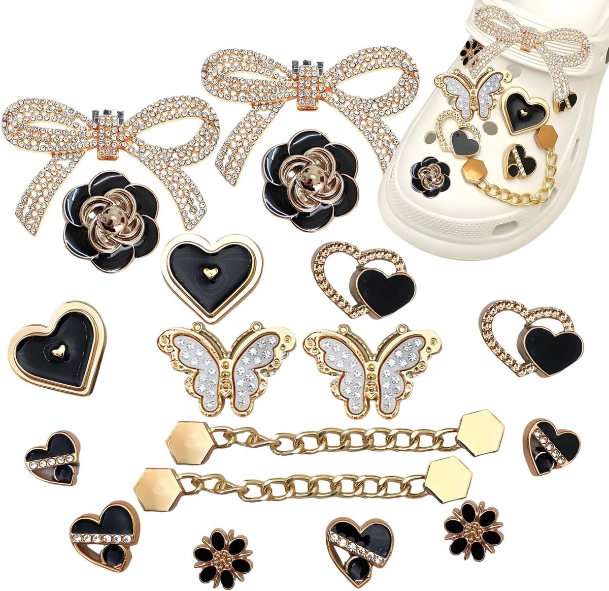 Bedels Voor Klomp Accessoires Boog Clip Gesp Vrouwen Bloem Liefde Vlinder Klomps 18 Stukken