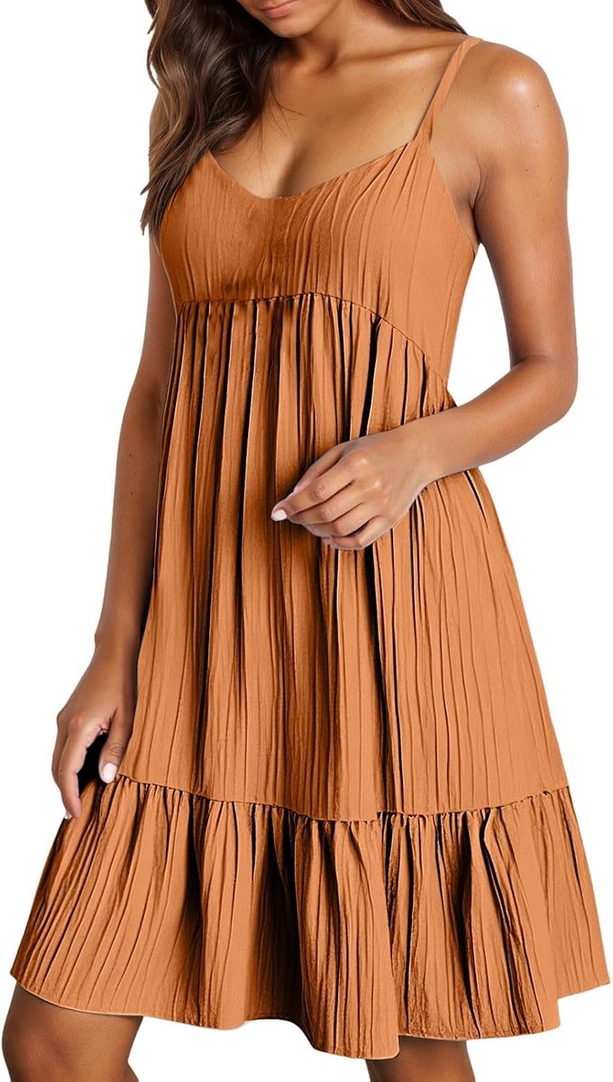Zomerrok voor dames, A-lijn, hoge taille, knielang, elastische tailleband, zakken, vrije tijd, casual, luchtig, licht, strand, boho, elegant, knoopsluiting, A9